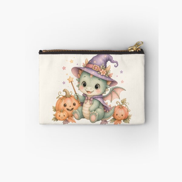 Item preview, Cute Baby Dragon Witch with Pumpkins | Kawaii Halloween Fantasy Illustration designed and sold by looplandger.