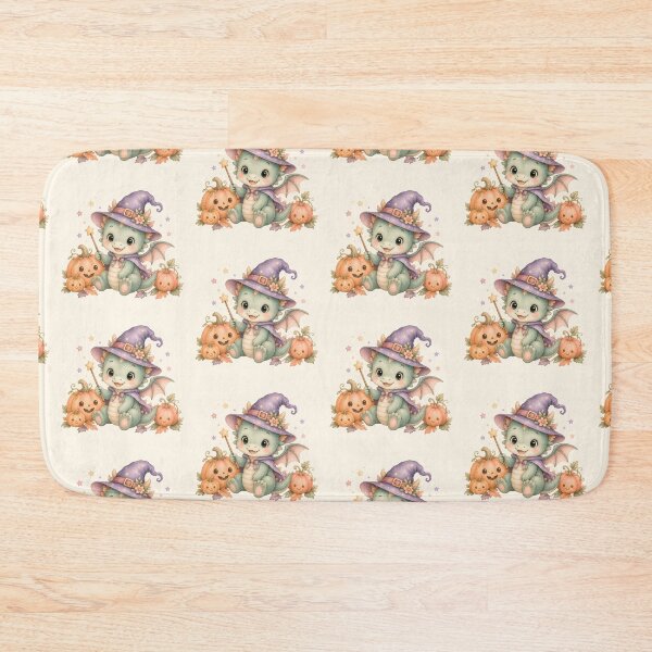 Item preview, Cute Baby Dragon Witch with Pumpkins | Kawaii Halloween Fantasy Illustration designed and sold by looplandger.