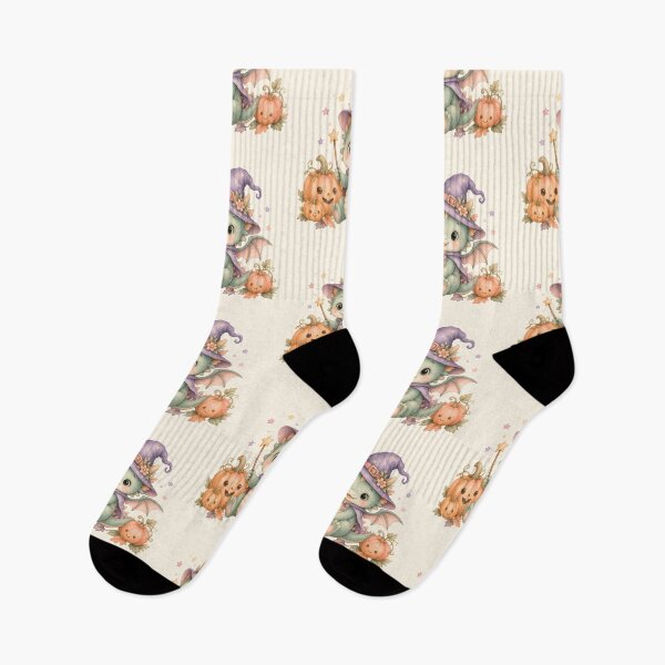 Item preview, Cute Baby Dragon Witch with Pumpkins | Kawaii Halloween Fantasy Illustration designed and sold by looplandger.