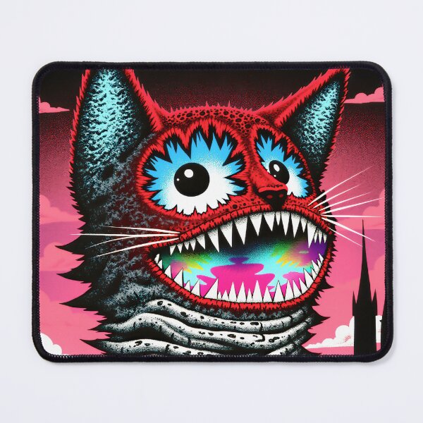Item preview, Creepy Cute Cat Portrait - Dark Red Cat Illustration designed and sold by QQQueen.
