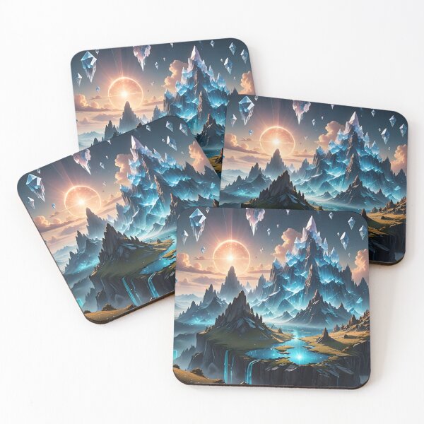 Item preview, Crystal Heights – Majestic Floating Mountains Fantasy Art designed and sold by LittleBigGifts.