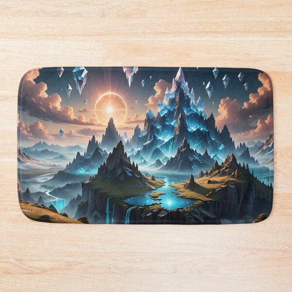 Item preview, Crystal Heights – Majestic Floating Mountains Fantasy Art designed and sold by LittleBigGifts.