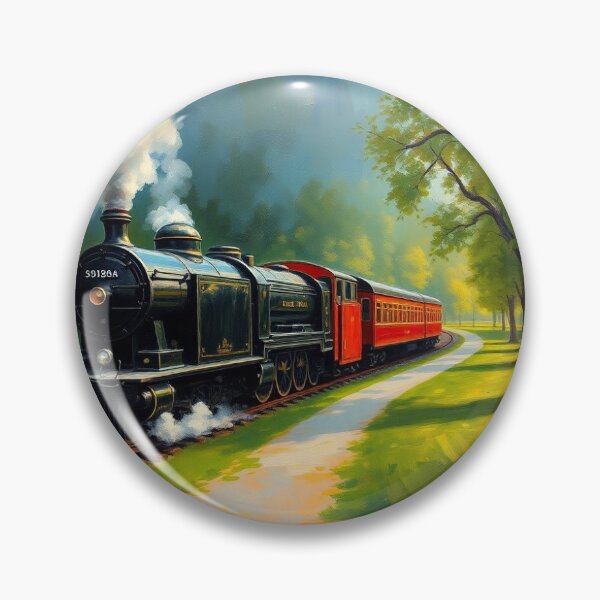 Item preview, A steam train in a park. designed and sold by oldMastersofart.