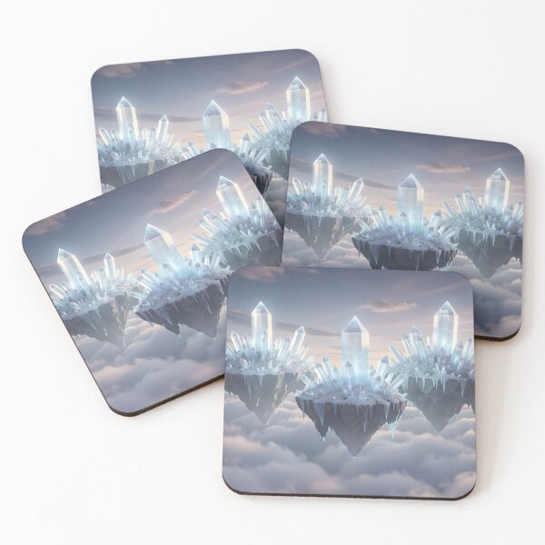 Item preview, Crystal Heights F – Luminous Floating Mountains Fantasy Art designed and sold by LittleBigGifts.
