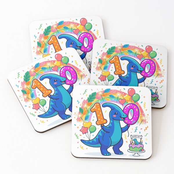 Item preview, 10th blue Parasaur birthday dino lover rainbow designed and sold by Tronstell.