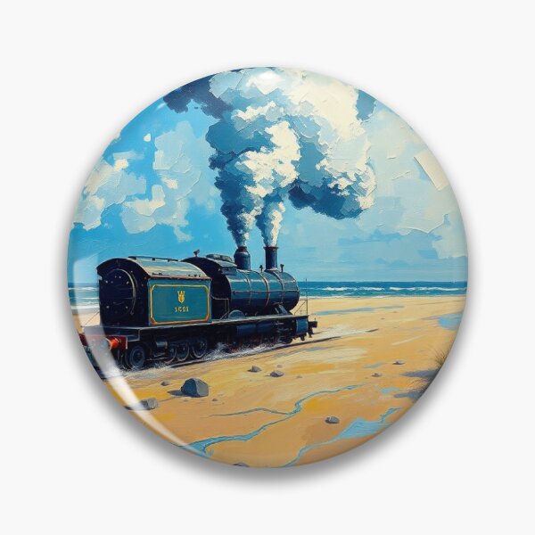 Item preview, A stream train on the beach. designed and sold by oldMastersofart.