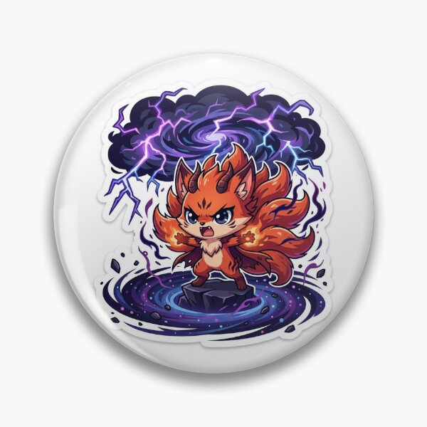 Item preview, Chibi Nine-Tailed Demon Fox Summoning Lightning Storm Kawaii Anime Sticker designed and sold by uegi.