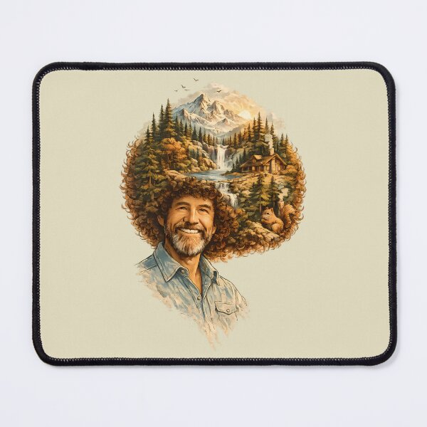 Item preview, Bob Ross Happy Little Trees Nature Hair Vintage Fan Art designed and sold by karamram.