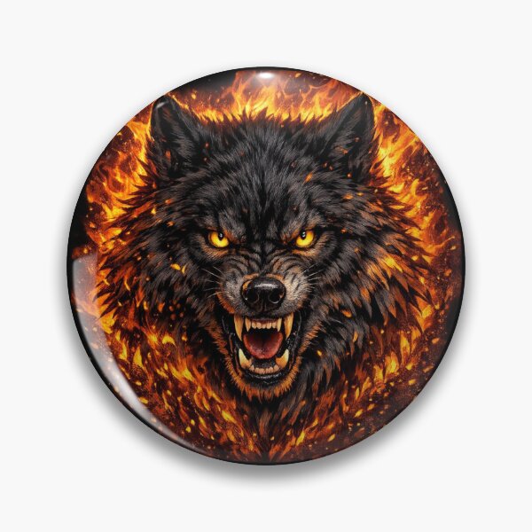 Item preview, Fiery Wolf Head with Glowing Eyes designed and sold by behappyandrelax.