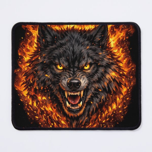 Item preview, Fiery Wolf Head with Glowing Eyes designed and sold by behappyandrelax.
