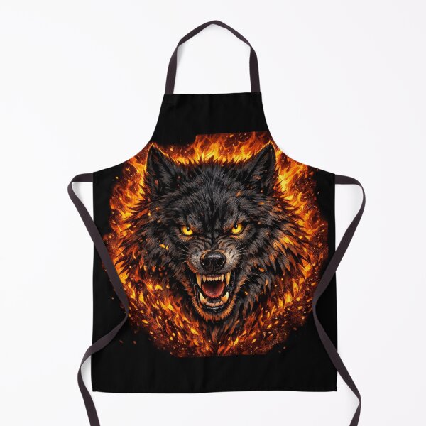 Item preview, Fiery Wolf Head with Glowing Eyes designed and sold by behappyandrelax.