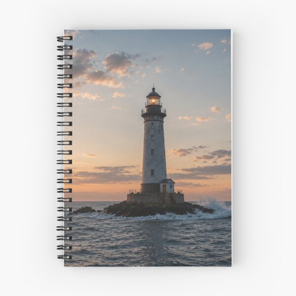 Item preview, Lone Lighthouse at Ocean Sunset designed and sold by JuViRo.