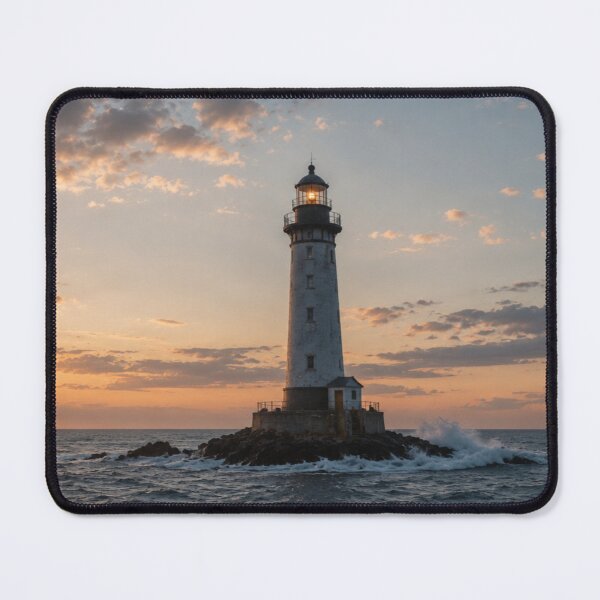 Item preview, Lone Lighthouse at Ocean Sunset designed and sold by JuViRo.