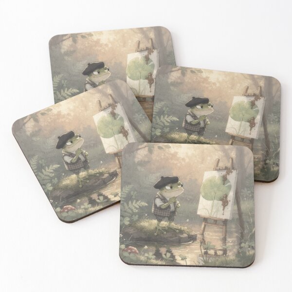 Item preview, Frog Art Critic Judging a Lily-Pad Masterpiece Cottagecore Art designed and sold by PictorialWhimsy.