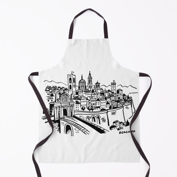 Item preview, Bergamo Italy old city ink drawing designed and sold by Traveldrawings.