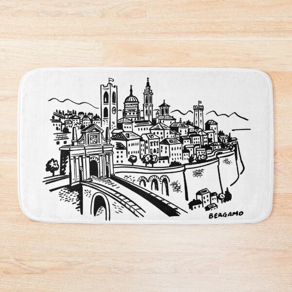Item preview, Bergamo Italy old city ink drawing designed and sold by Traveldrawings.