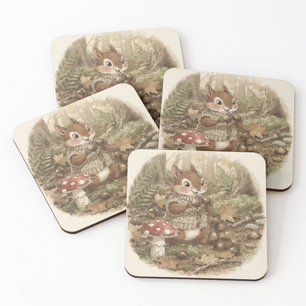 Item preview, Chipmunk Folk Stacking Acorns for Winter Storybook Art designed and sold by PictorialWhimsy.