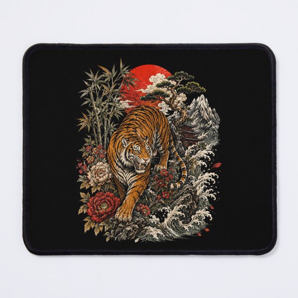 Item preview, Retro Tiger, Vintage Boho Tiger, Linocut Style Wildcat, Cottagecore Animal designed and sold by Sprinkle12345.