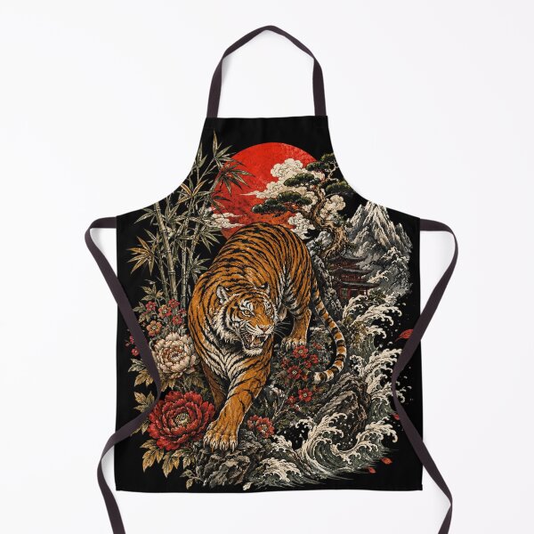 Item preview, Retro Tiger, Vintage Boho Tiger, Linocut Style Wildcat, Cottagecore Animal designed and sold by Sprinkle12345.