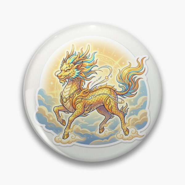 Item preview, Divine Golden Qilin Kirin Sticker Anime Mythical Creature Illustration designed and sold by uegi.