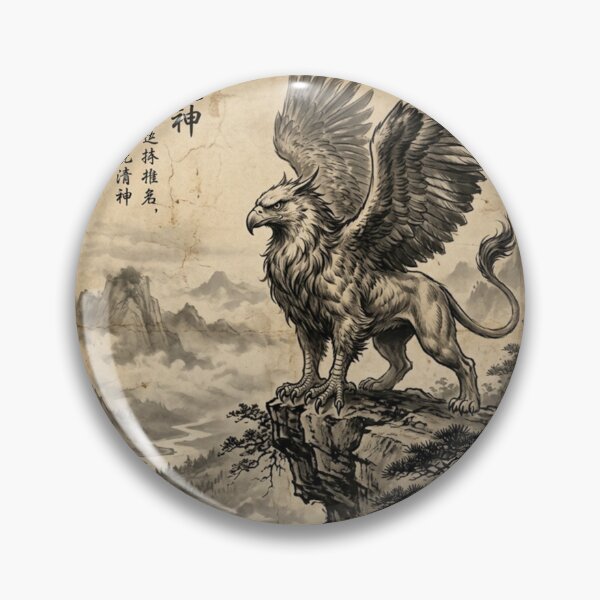 Item preview, Griffin Guarding the Misty Valley Sumi-e Ink Wash designed and sold by DuckOddity.