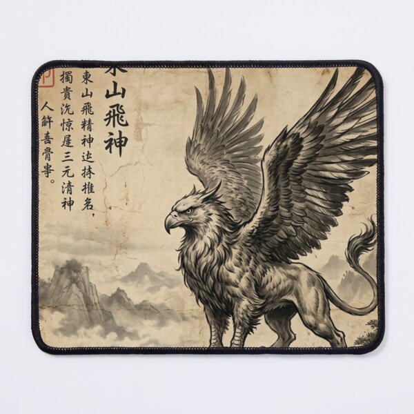 Item preview, Griffin Guarding the Misty Valley Sumi-e Ink Wash designed and sold by DuckOddity.