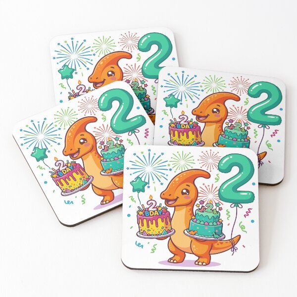 Item preview, Two Saurus blue Parasaur 2nd Birthday Gift Toddler Dino Lover cakes designed and sold by Tronstell.