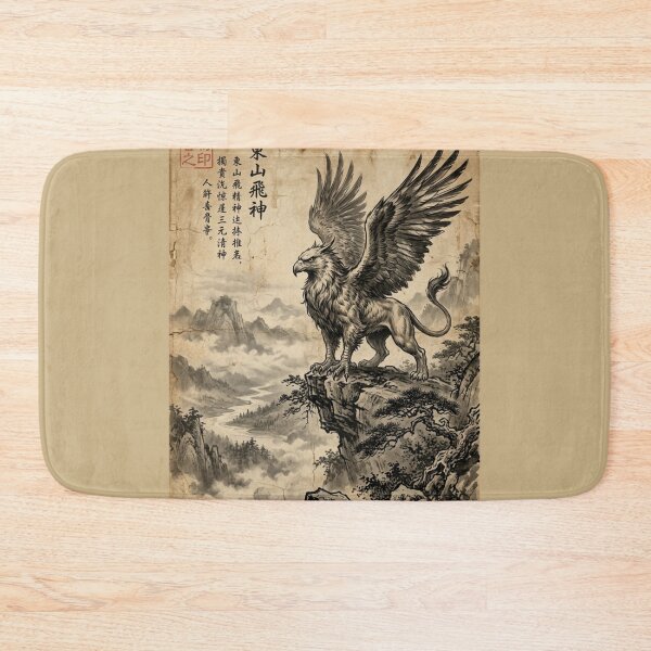 Item preview, Griffin Guarding the Misty Valley Sumi-e Ink Wash designed and sold by DuckOddity.