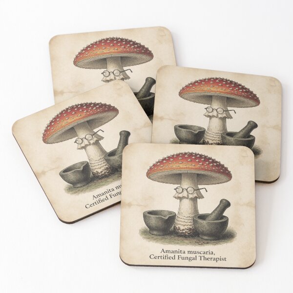 Item preview, "Funny Mushroom Therapist Amanita Vintage Botanical Mycology Science Art" designed and sold by Arobinoz.