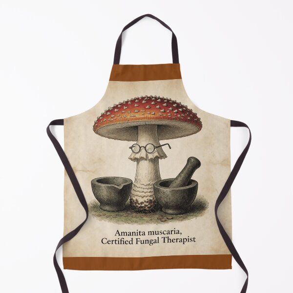 Item preview, "Funny Mushroom Therapist Amanita Vintage Botanical Mycology Science Art" designed and sold by Arobinoz.