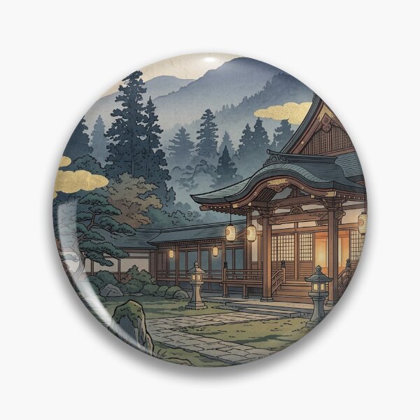 Item preview, Japanese Temple Wall Art Print – Evening Courtyard Light, Japandi Poster, Ukiyo-e Inspired Japanese Landscape Decor designed and sold by Sakura-Yudouhu.