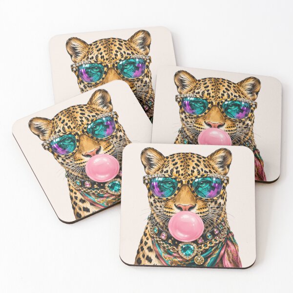 Item preview, Trendy Leopard, Retro Big Cat, Bubblegum Sunglasses Leopard, Vintage Animal designed and sold by Sprinkle12345.