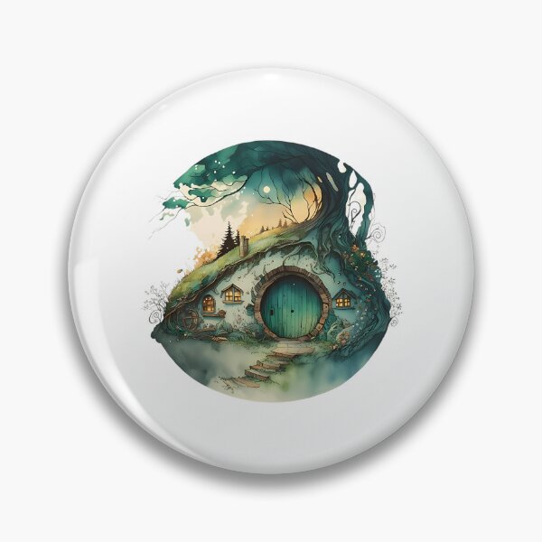 Item preview, Round Doors In Watercolor And Ink - Black - Halfling Hole - Fantasy designed and sold by tanmoraigs.