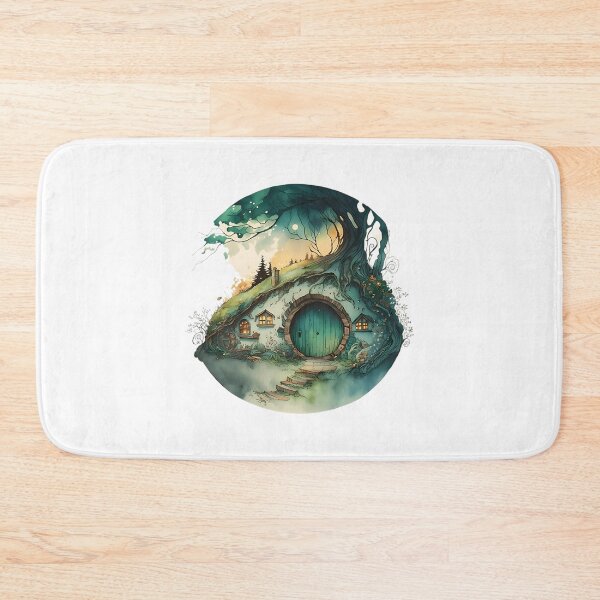 Item preview, Round Doors In Watercolor And Ink - Black - Halfling Hole - Fantasy designed and sold by tanmoraigs.