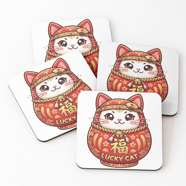 Item preview, Kawaii Japanese Lucky Cat Daruma Sticker designed and sold by CurioStick.