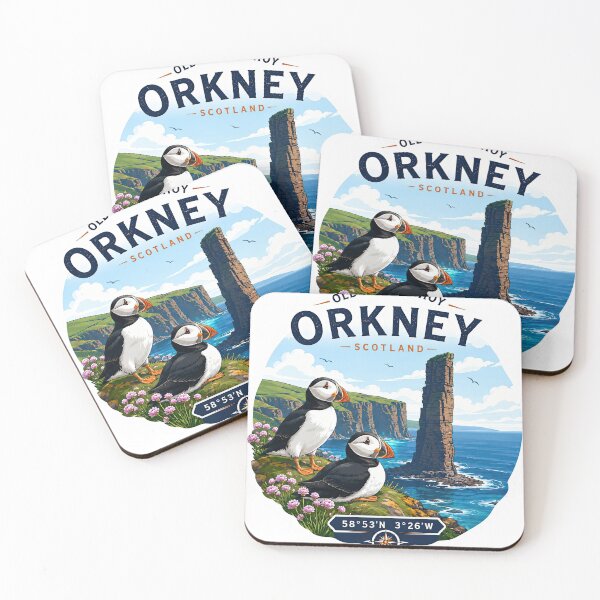 Item preview, Old Man of Hoy Orkney Scotland Puffin Coastal Design designed and sold by NewNomads.