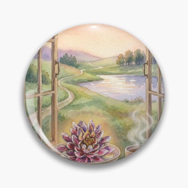 Item preview, beautiful view from a window on a lake and mountains designed and sold by LittleVenetia.