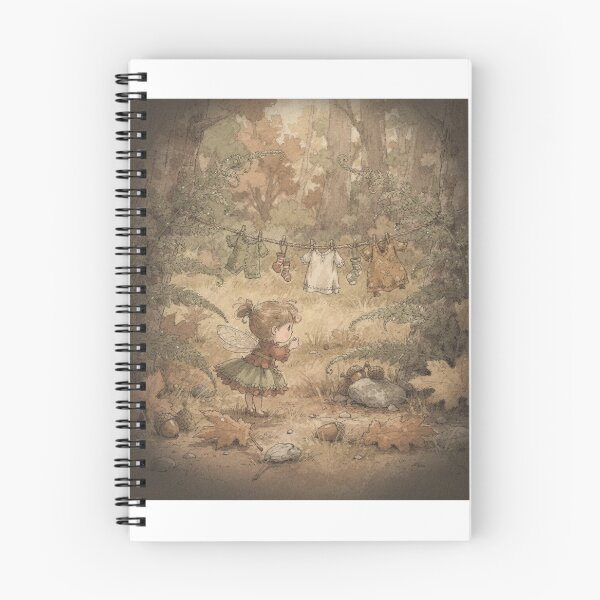 Item preview, Wren Sprite Pegging Tiny Laundry on a Fern Line Storybook Art designed and sold by PictorialWhimsy.