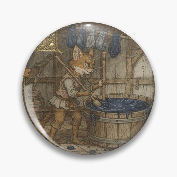 Item preview, Medieval Cat Dyer Stirring a Woad Vat Manuscript Art designed and sold by PictorialWhimsy.