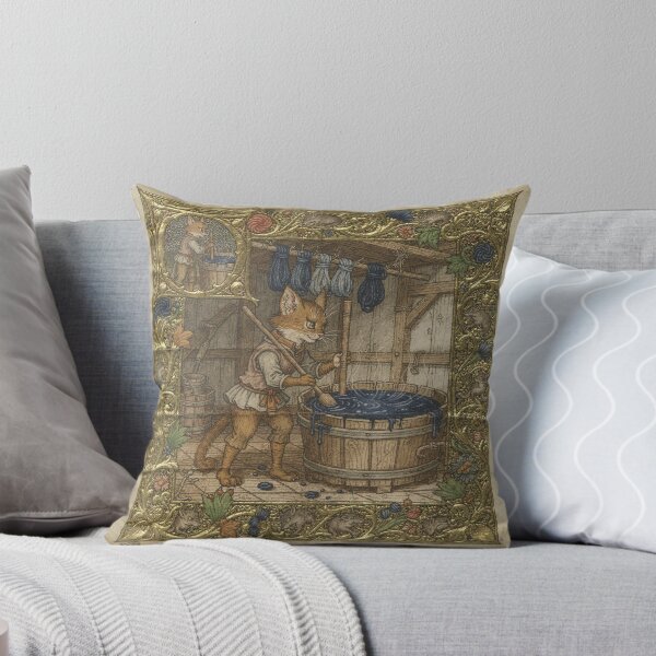 Item preview, Medieval Cat Dyer Stirring a Woad Vat Manuscript Art designed and sold by PictorialWhimsy.