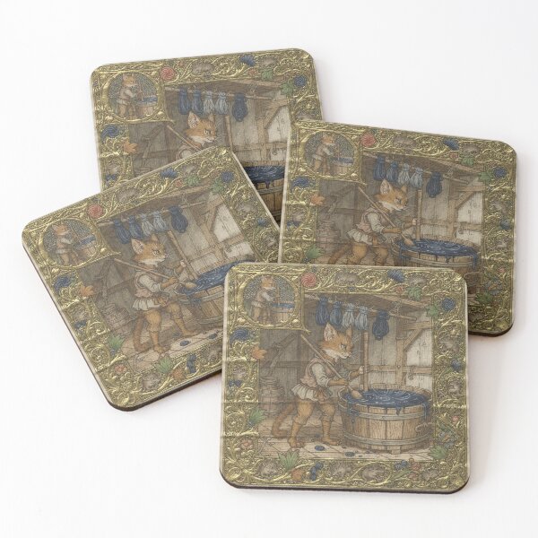 Item preview, Medieval Cat Dyer Stirring a Woad Vat Manuscript Art designed and sold by PictorialWhimsy.