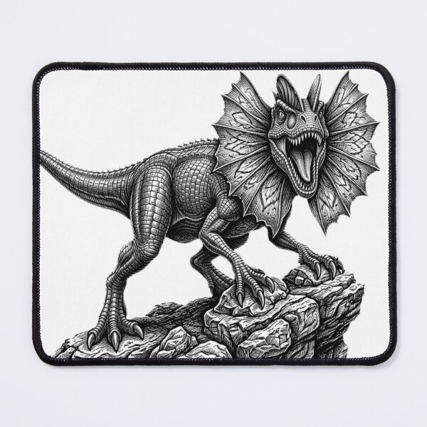Item preview, Realistic bold line dilophosaurus on rock designed and sold by Minimalisticaly.