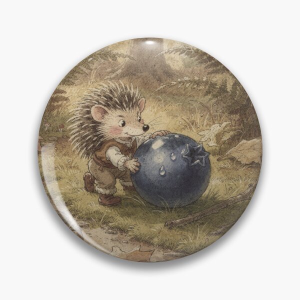 Item preview, Hedgehog Folk Rolling a Blueberry Home Storybook Art designed and sold by PictorialWhimsy.