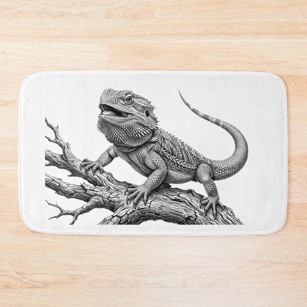 Item preview, Realistic bold line bearded dragon on tree branch designed and sold by Minimalisticaly.