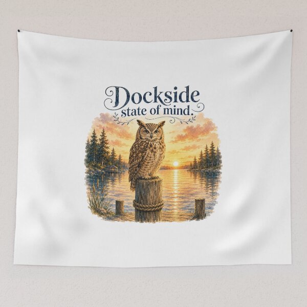 Item preview, Dockside State Of Mind Owl Lake House Morning Aesthetic designed and sold by AQUILAKREO.