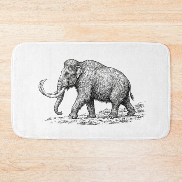 Item preview, Realistic fine line mammoth designed and sold by Minimalisticaly.