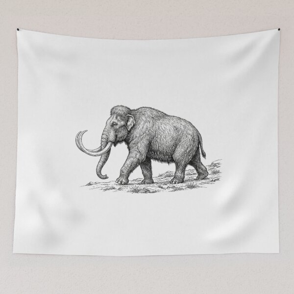 Item preview, Realistic fine line mammoth designed and sold by Minimalisticaly.