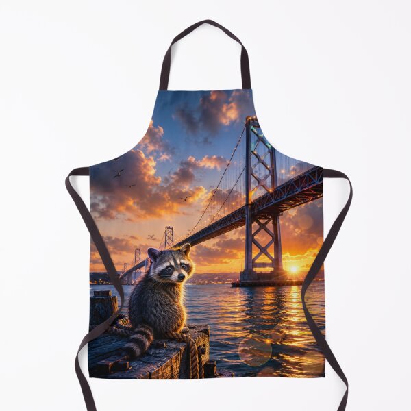 Item preview, Curious Raccoon at the Bay Bridge | Whimsical San Francisco Sunset designed and sold by Kimberly Palmer.