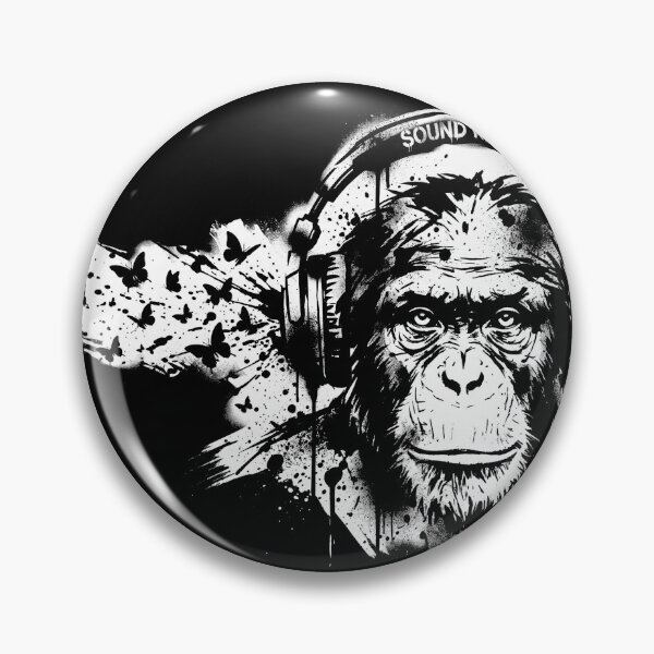 Item preview, Grunge Chimpanzee Wearing Headphones Butterfly Shirt designed and sold by TeNovaStudio.