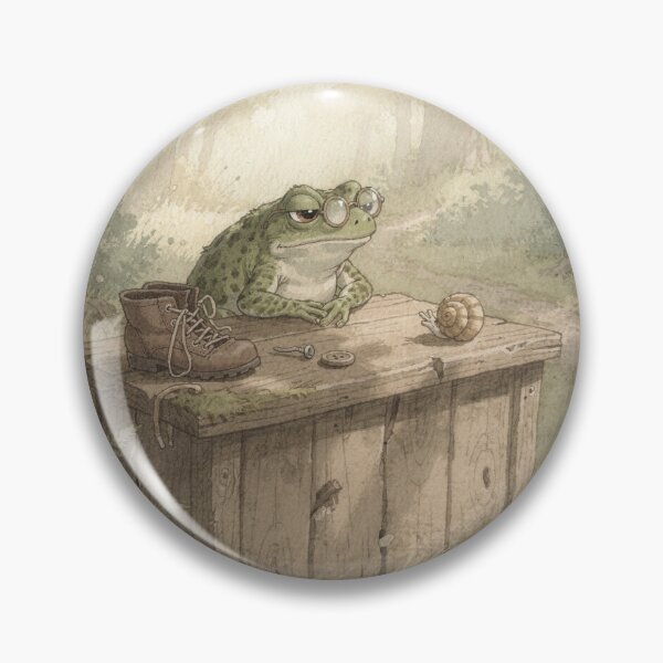 Item preview, Toad Manning the Pond Lost-and-Found Desk Cottagecore Art designed and sold by PictorialWhimsy.